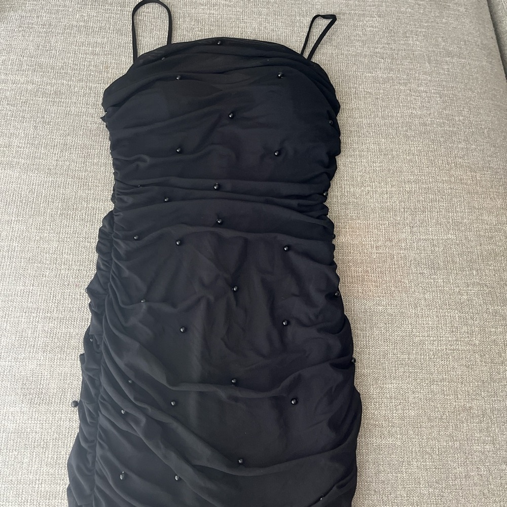 Refuge Elegant Black Dress with Adjustable Spaghetti Straps Size M